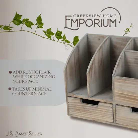 Creekview Home Emporium Wooden Office Desk Organizer Rustic Wood Desk Organizer {4}