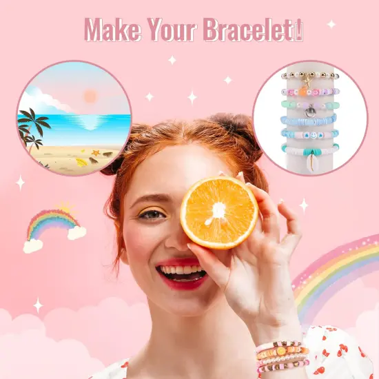 9870 Pieces, Clay Beads for Bracelet Making Kit, 92 Colors Flat Heishi Beads for DIY Crafts Necklace Jewelry Making Gifts {4}