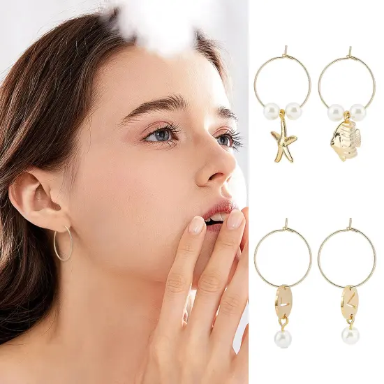100 Pieces 20mm Hypoallergenic Stainless Steel Hoop Earring Golden Wine Glass Charm Rings 0.7mm Pin Earring Beading Hoop for Women Dangle Hoop Earrings Making {6}