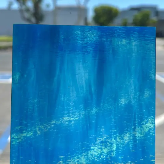 Crystal Reactive Blue Prisma COE 96 Fusible Glass Sheets / Mosaic Squares - 4 Pack {4}