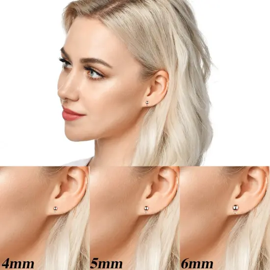 180 PCS Ball Post Earring Stud with 200 Pieces Butterfly Ear Back Earrings with Loop for DIY Jewelry Making Findings, 4 mm 5 mm 6 mm (Silver, Gold) {4}