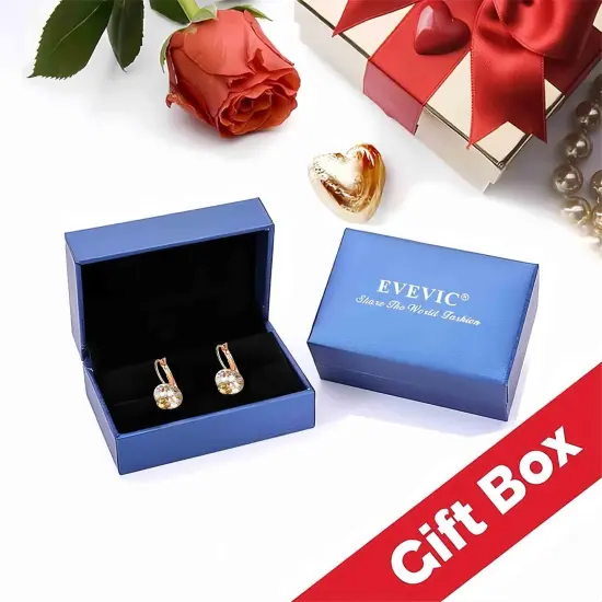 Multicolored Crystal Earrings for Women 14K Gold Plated Leverback Dangle Hoop Earrings (Green Opal+Aurora Borealis Crystal) {3}