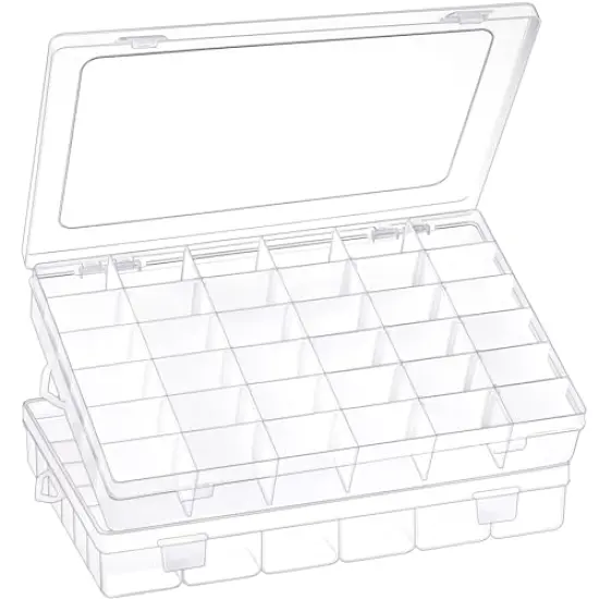 2 Pck 36 Grids Clear Plastic Organizer Box with Adjustable Dividers, Small Craft Organizers and Storage, Compartment Container for Bead, Nail, Jewelry, Art, DIY Crafts, Fishing Tackle, Small Items {3}