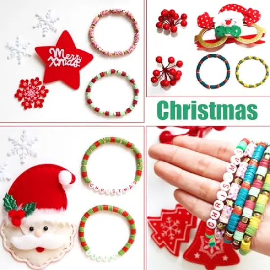 4300+ Pieces Clay Beads Bracelet Making Kit,24 Colors Flat Preppy Beads for Friendship Bracelets,Polymer heishi Beads with Charms,Gifts Crafts Set for Girls 6-12 {5}