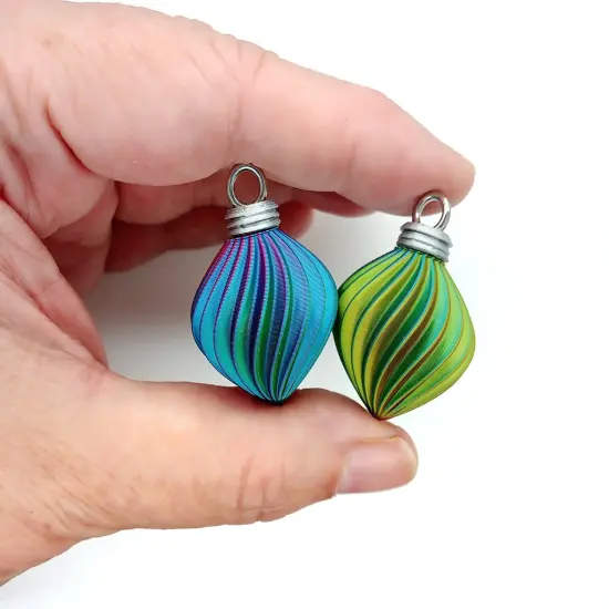 8 Miniature Ornaments, Pretty Rainbow Swirls for Small Christmas Trees, about 1 inch high, Adorabilities {5}