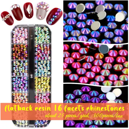 5000 Pieces (5 Boxes) Shiny Colorful Nail Art Rhinestones Nail Stone Gems Design Kit and 4 sheets flower nail art stickers with a Curved Tweezers and a Nail Brush (multicolor) {4}