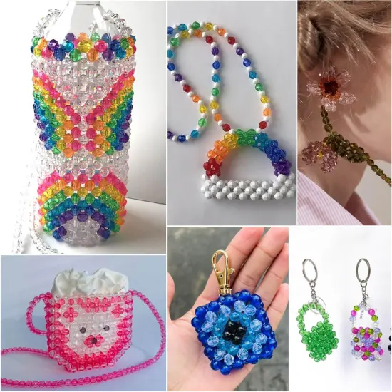 1820 Pieces Crystal Beads for Jewelry Making, Crystal Acrylic Beads Faceted Jewelry Beads Bicone Gem Beads for Jewelry Making (6 MM) {3}