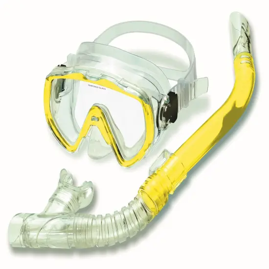 Swim Central Neon Yellow Sea Searcher Thermotech Mask and Snorkel Set for Youth and Adults {6}