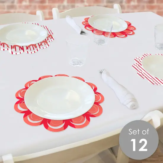 Big Dot of Happiness Red Stripes - Simple Party Round Table Decorations - Paper Chargers - Place Setting For 12 {3}