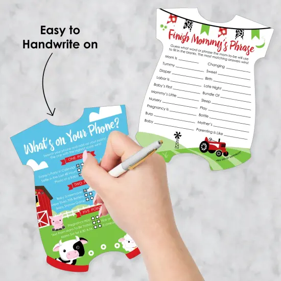 Big Dot of Happiness Farm Animals - 2-in-1 Barnyard Baby Shower Cards - Activity Duo Games - Set of 20 {4}