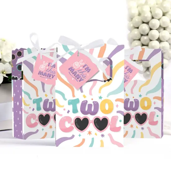 Big Dot of Happiness Two Cool - Girl - Pastel 2nd Birthday Party Favor Boxes - Set of 12 {4}