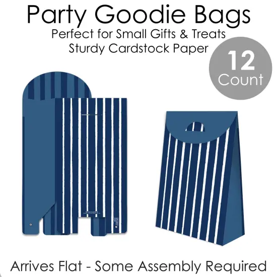 Big Dot of Happiness Navy Stripes - Simple Gift Favor Bags - Party Goodie Boxes - Set of 12 {7}