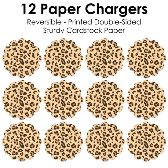 Big Dot of Happiness Leopard Print - Cheetah Party Round Table Decorations - Paper Chargers - Place Setting For 12 {7}