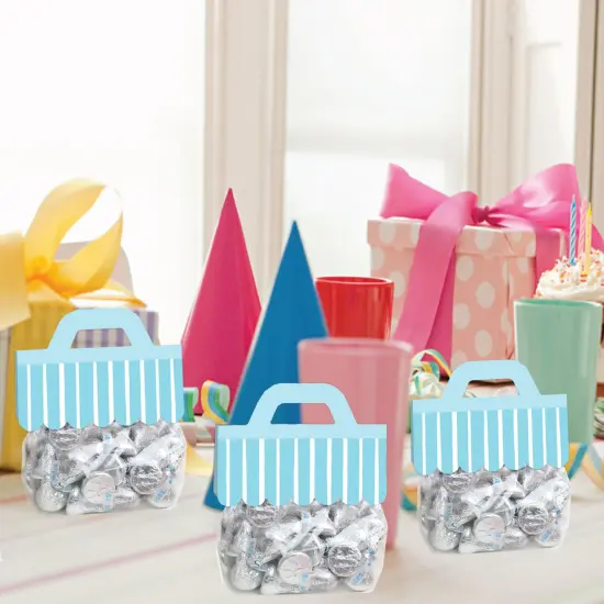 Big Dot of Happiness Blue Stripes - DIY Simple Party Clear Goodie Favor Bag Labels - Candy Bags with Toppers - Set of 24 {7}