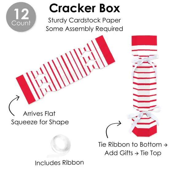 Big Dot of Happiness Red Stripes - No Snap Simple Party Table Favors - DIY Cracker Boxes - Set of 12 {7}