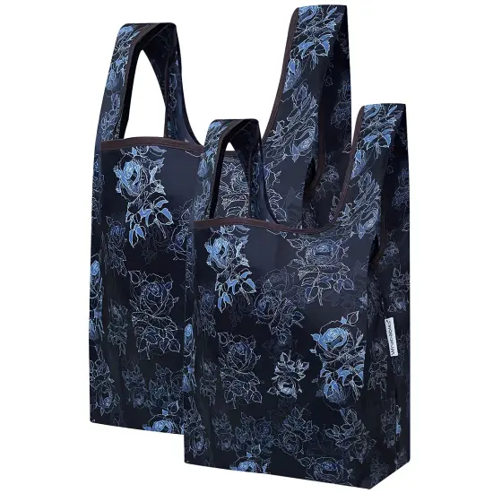 Wrapables JoliBag Collection Reusable Shopping Bag (Set of 2) Black Rose Shadow {1}