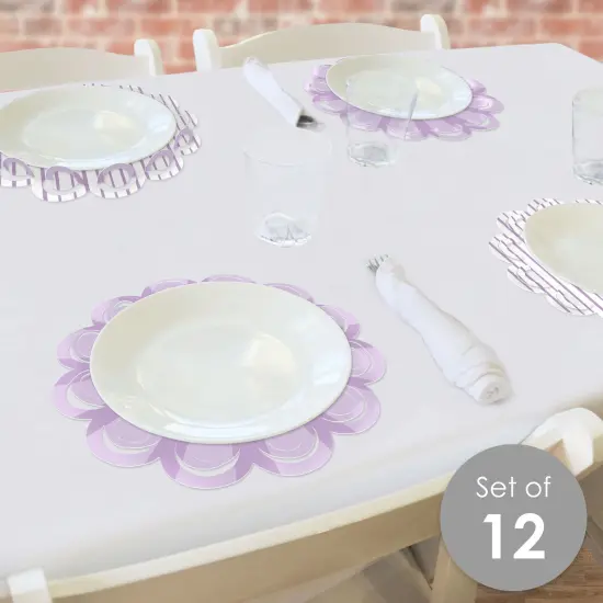 Big Dot of Happiness Purple Stripes - Simple Party Round Table Decorations - Paper Chargers - Place Setting For 12 {3}