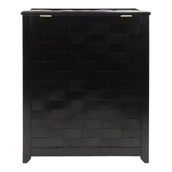 Oceanstar Mahogany Finished Bowed Front Veneer Laundry Wood Hamper with Interior Bag Black {5}
