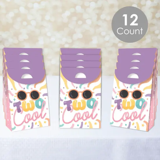 Big Dot of Happiness Two Cool - Girl - Pastel 2nd Birthday Party Gift Favor Bags - Party Goodie Boxes - Set of 12 {3}