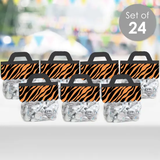 Big Dot of Happiness Tiger Print - DIY Jungle Party Clear Goodie Favor Bag Labels - Candy Bags with Toppers - Set of 24 {3}