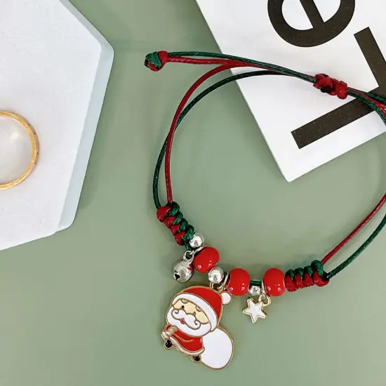 Wrapables Friendship Beaded Enamel Charm Bracelet, Santa {3}