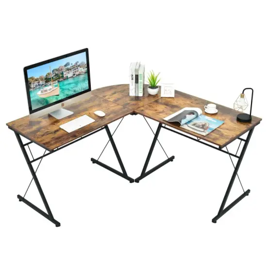 59 Inches L-Shaped Corner Desk Computer Table for Home Office Study Workstation Black {7}