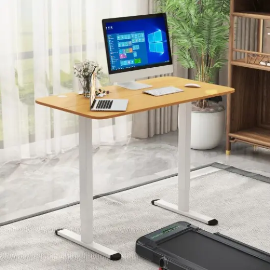 45.5 Inch Electric Height Adjustable Standing Desk with 2-Button Controller and Metal Frame Natural {2}