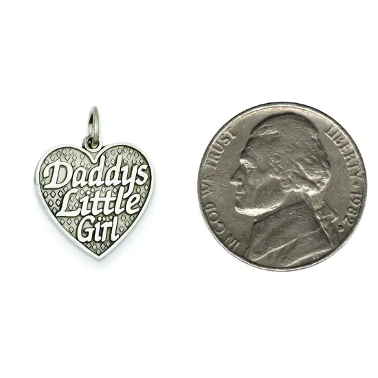 14K White Gold Daddys Little Girl in Heart Charm Jewerly 21mm x 16mm {2}