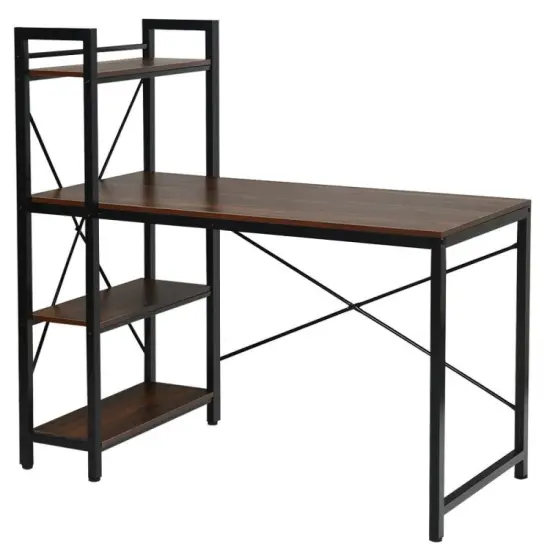 47.5 Inch Writing Study Computer Desk with 4-Tier Shelves Black {8}