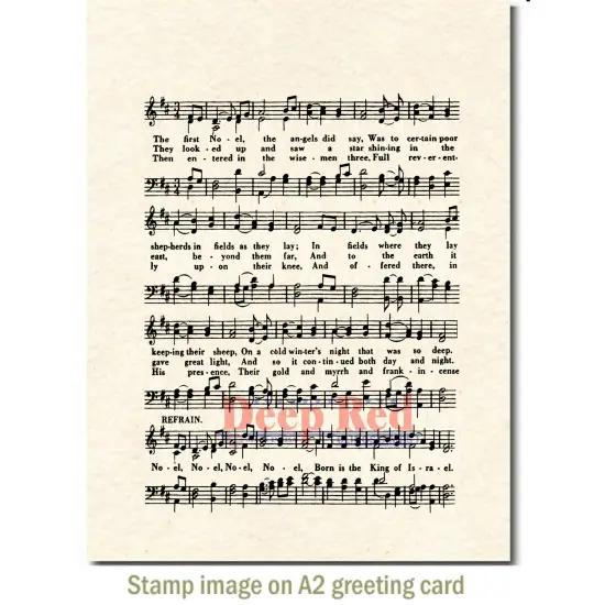Deep Red Stamps Noel Music Background Rubber Cling Stamp3.1 x 4.1inches {3}