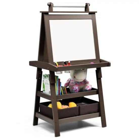 3 in 1 Double-Sided Storage Art Easel Coffee {1}