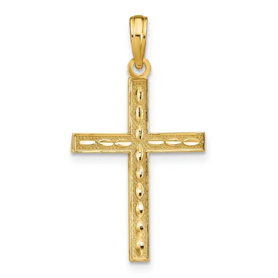 14K Gold Reversible Cross Hope Faith Love Pendant Charm Jewelry 31mm x 17mm {1}