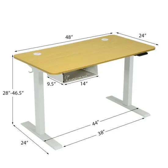 48 Inches Electric Standing Height Adjustable Computer Desk with USB Port and Cable Management tray Natural {5}