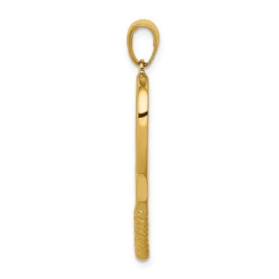 14K Yellow Gold 3D Tennis Racquet Charm Sports Pendant Jewerly 30mm x 20mm {3}