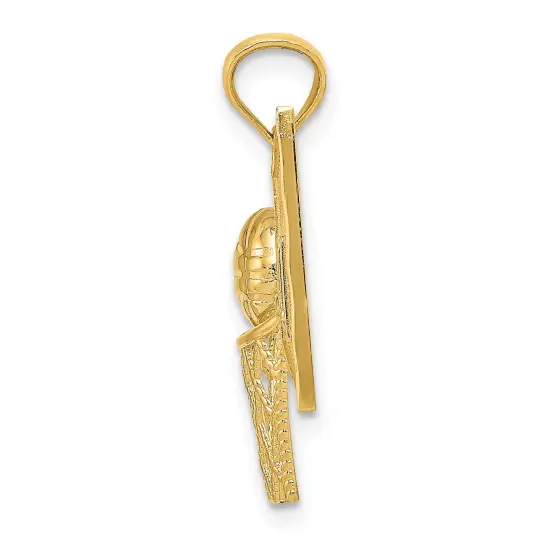 14K Gold Basketball in Hoop Charm Pendant FindingKing 22 X 15mm Jewerly {3}