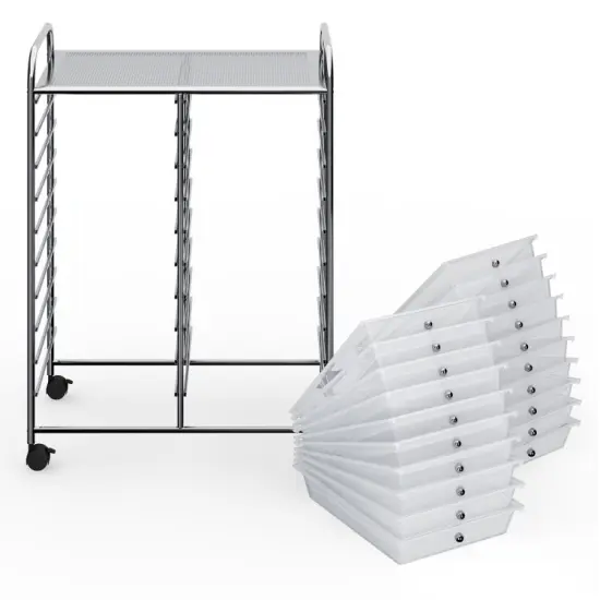 20-Drawer Mobile Storage Organizer Cart with Brake Wheels and Steel Frame for Home or Office Use Clear {4}