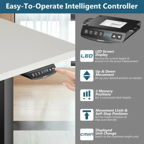 Electric Standing Desk Frame with Adjustable Height and Press Button Controller Black {3}