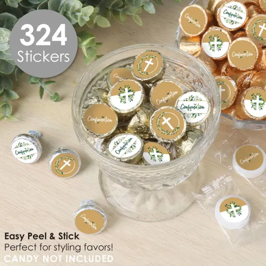 Big Dot of Happiness Confirmation Elegant Cross - Religious Party Small Round Candy Stickers - Party Favor Labels - 324 Count {3}