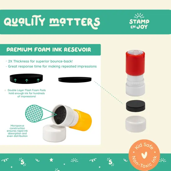 Stamp Enjoy - Self-Ink Flash Stamp Set, Multicolor Teacher Stamps, Office Stationery Stamps, Pre-Inked (Celebration Set) {5}