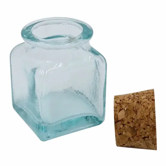 Mini Cube Green Glass Bottle 1 Ounce {2}