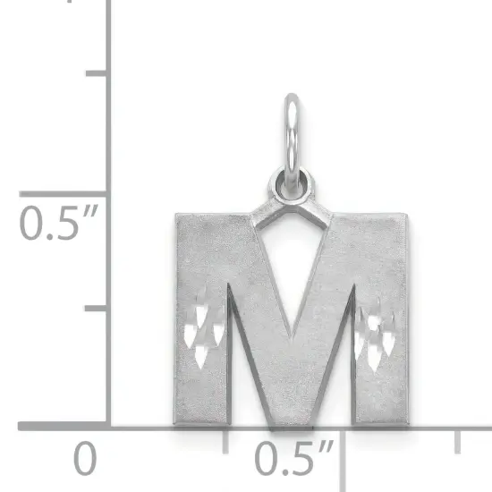 14K White Gold Initial M Charm Jewelry FindingKing 20mm x 10mm {3}