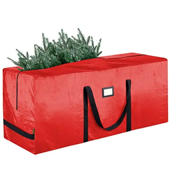 BALEINE 7.5 ft Christmas Tree Storage Bag, Heavy Duty Extra Large Artificial Christmas Tree Bag with Reinforced Handles and Dual Zippers Wide Opening (Red, 7.5 ft) {1}