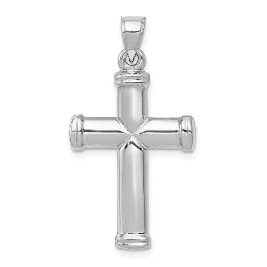 14K White Gold Cross Pendant Charm Jewelry Religious 34mm x 19mm {1}