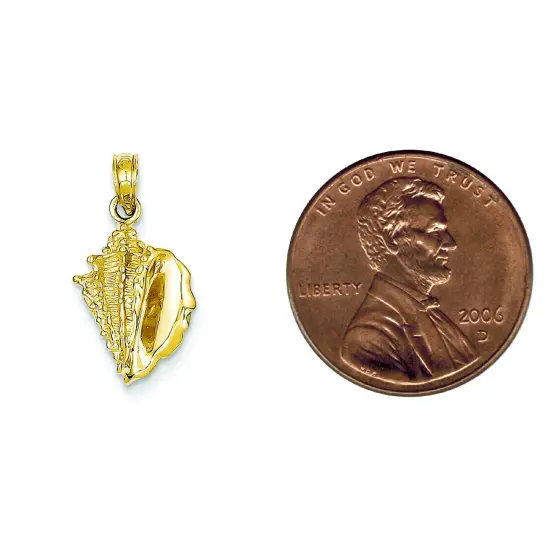 14K Gold Conch Shell Charm Seashell Beach Pendant New 21 X 10mm Jewerly {2}