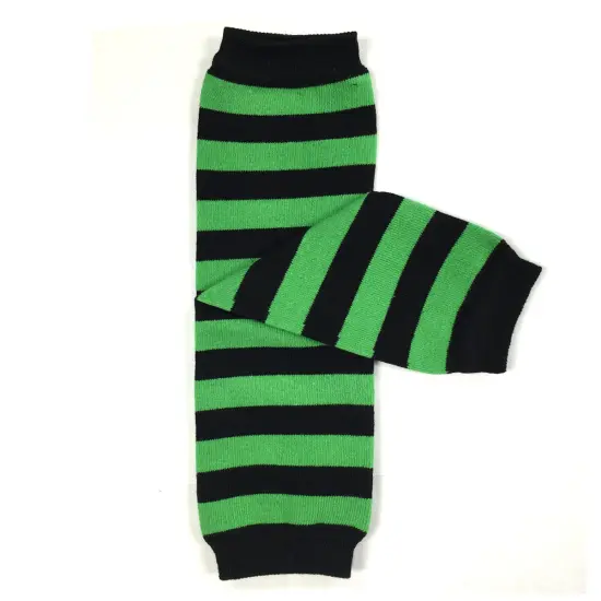 Wrapables Colorful Baby Leg Warmers, Stripes Kelly Green and Black {1}