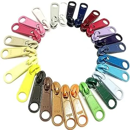 YKK Zipper Repair Kit Solution Long Pull Zipper Heads - 4.5mm Loose Sliders/pulls - Choice of Brights, Neutrals, or Mix (10pc Brights - Neutrals) {1}