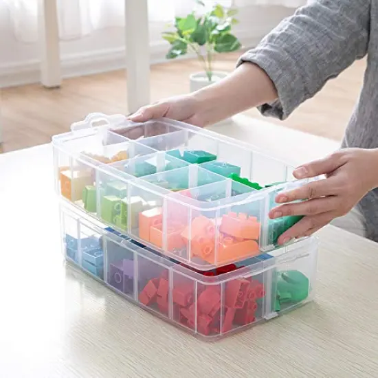 3 Layer Things & Crafts Storage Box with 30 Adjustable Compartments for Organizing Washi Tape, Embroidery Accessories, Threads Bobbins, Kids Toy, Beauty Supplies, Nail Polish, Jewelry - Large {3}