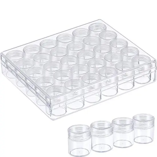 30 PCS Clear Plastic Bead Storage Containers - Storage Jars Diamond Painting Accessory Box Transparent Bottles with Lid for DIY Diamond, Nail and Other Small Items (1.15 x 1 Inch) {2}