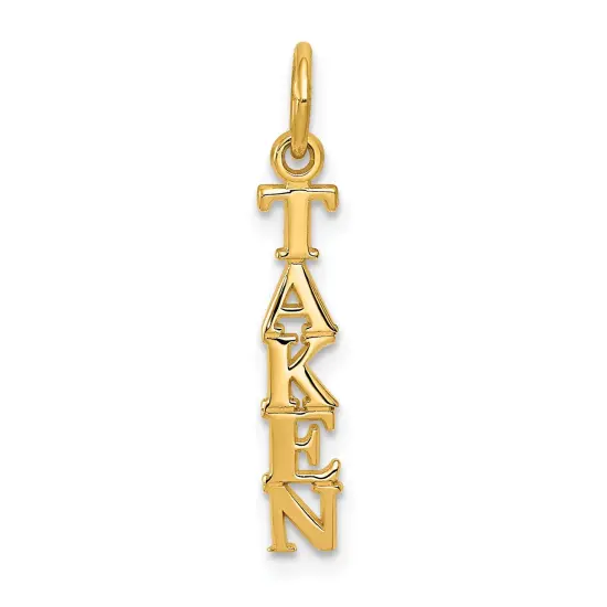 14K Yellow Gold Taken Charm Love Relationship Pendant Jewerly 23mm x 3mm {1}