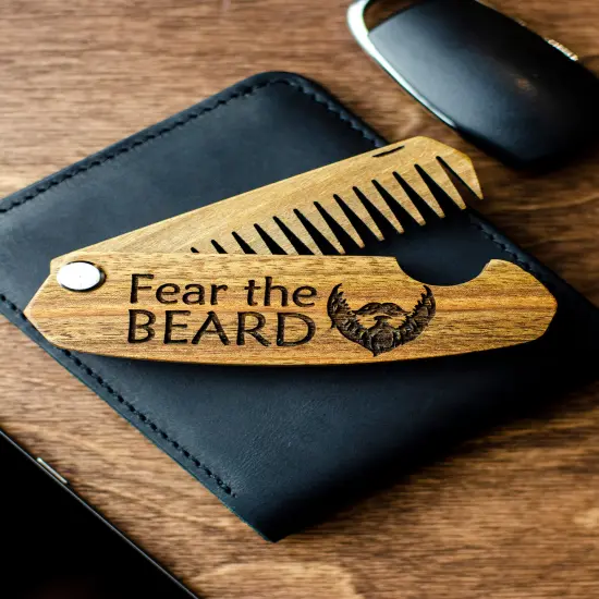 Wooden Beard Comb, Christmas Gift for Men, Personalized Groomsmen Gifts {6}